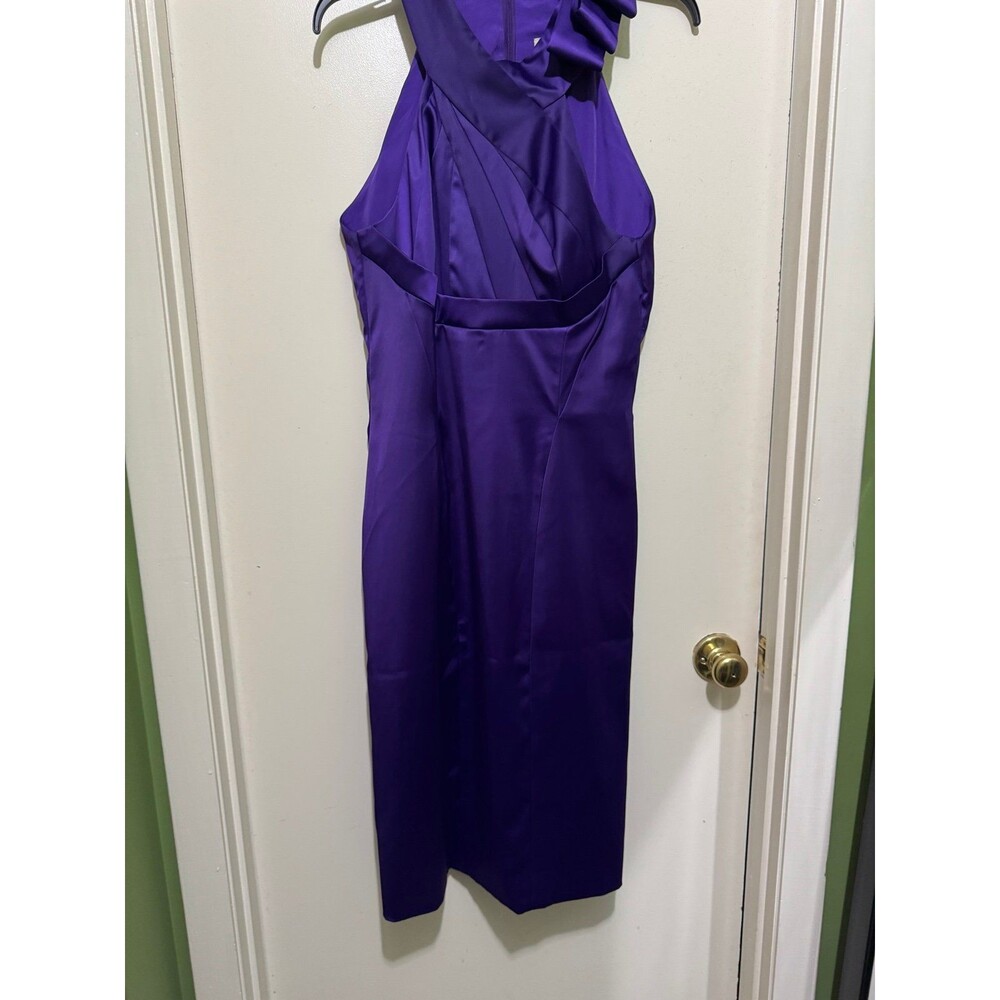 Karen Millen Purple Satin Halter Neck Cocktail Dress midi uk 14 us 10